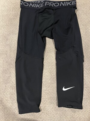 Boys Nike Pro 3/4 spandex Black Compression Tights Large L