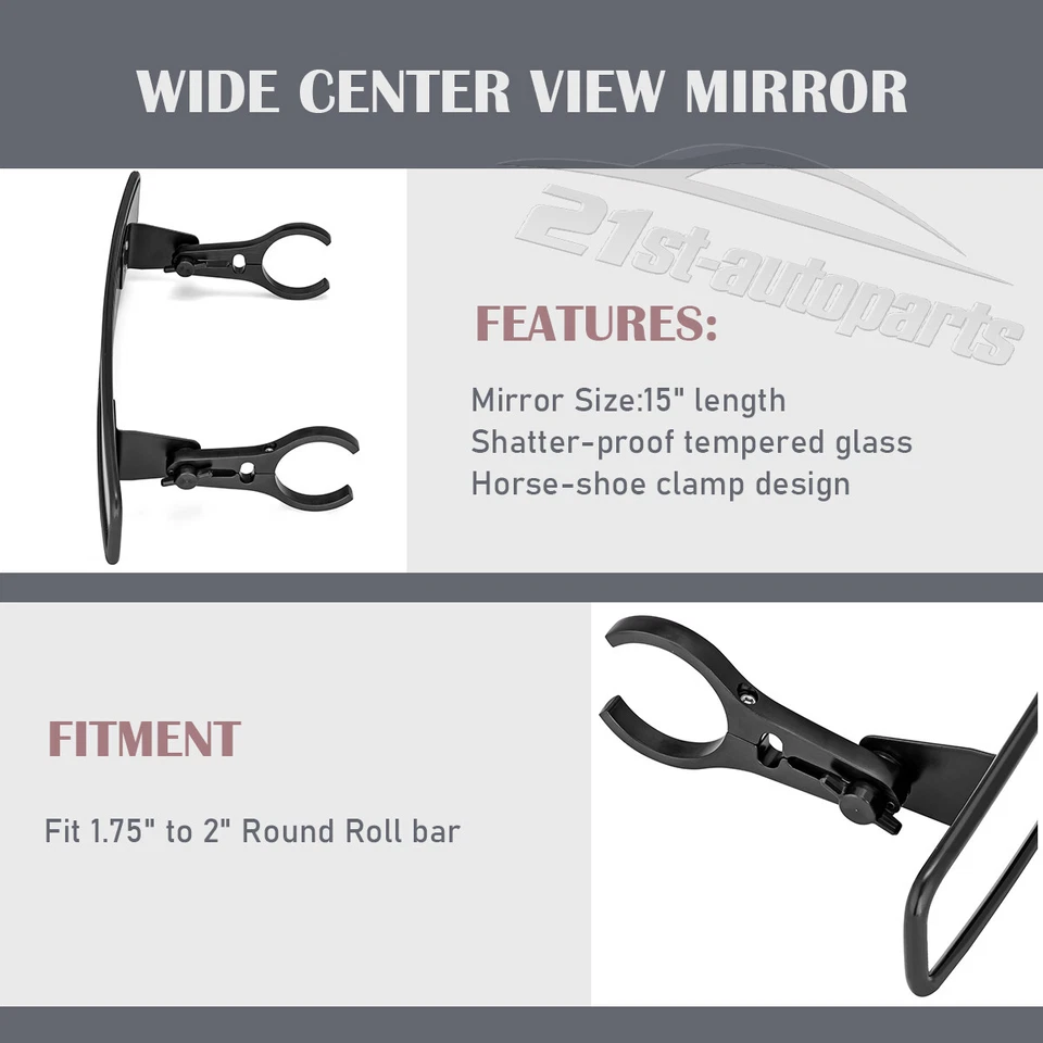 Espejo retrovisor central de liberación rápida de 15" para Can-Am Maverick X3 Commander Max Foto 3 de 4