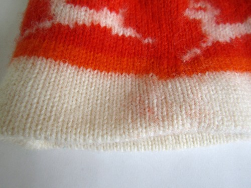 berretto vintage Obermeyer 100% lana renna fiocco di neve arancione scandanavo h - Foto 9 di 12