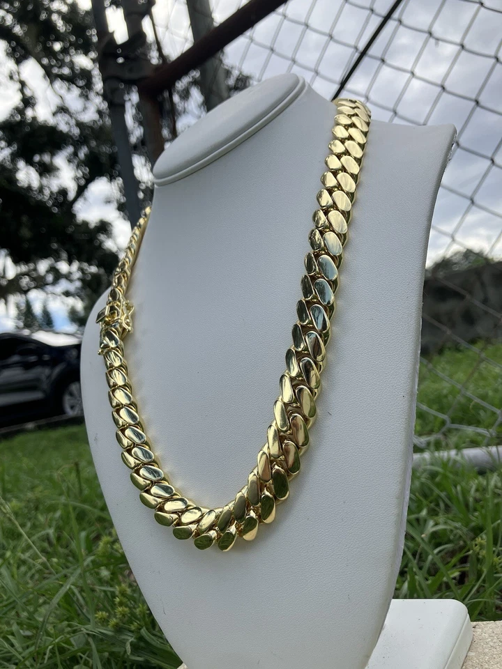 Cadena de eslabones Miami Cuban chapada en 10k joyería 15 mm Foto 2 de 4