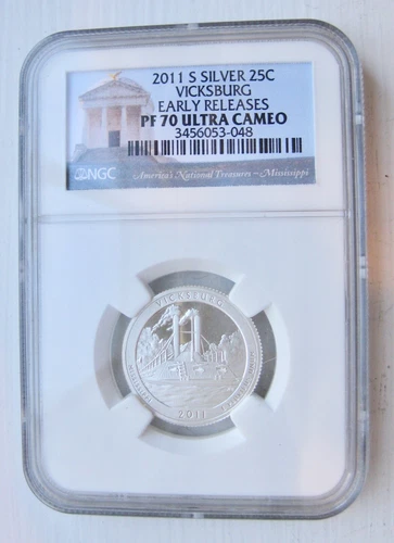 VICKSBURG NMP 2011-S SILVER 25C NGC PF 70 ULTRA CAMEO EARLY RELEASES