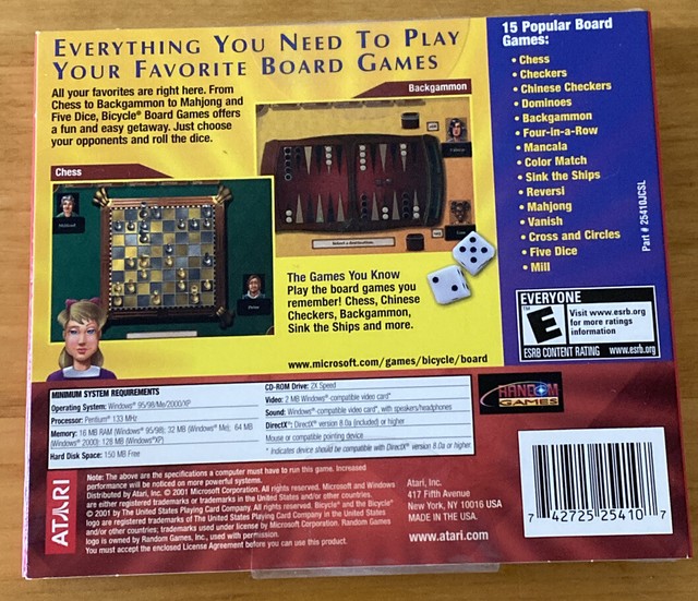 Bicycle Board Games PC Game Rare Microsoft Game published by Atari