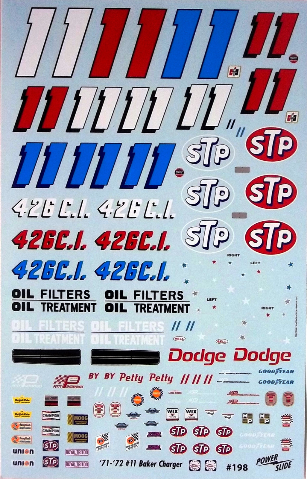 NASCAR DECAL #11 DODGE BY PETTY 1971 CHARGER BUDDY BAKER 1/25 | eBay