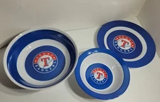 Texas Rangers 10"  Round Plastic Dinner Plate, Bowl MLB Baseball 3pc 