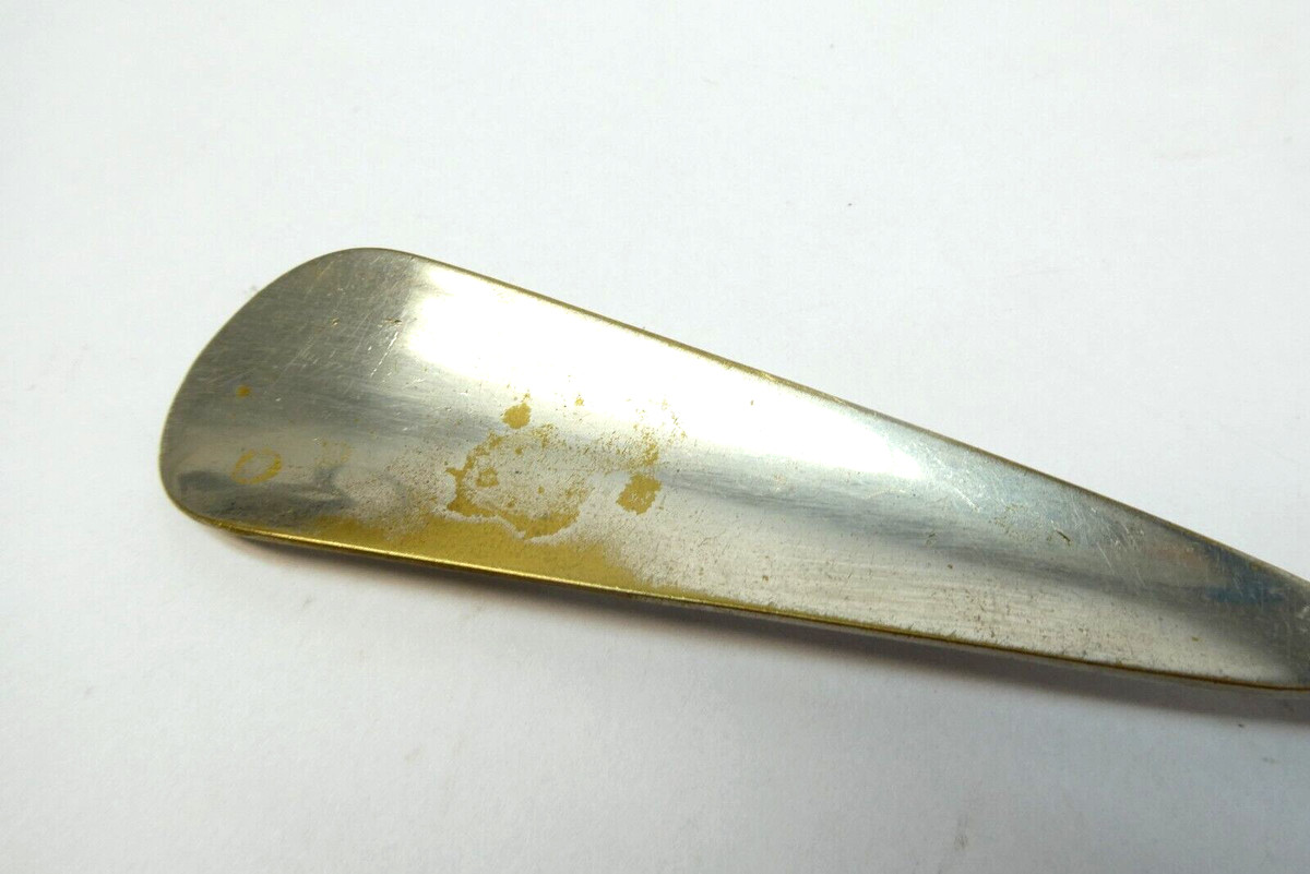 Antique Old Broken Handle Sterling Brass Shoe Horn Victorian Unbranded View 4