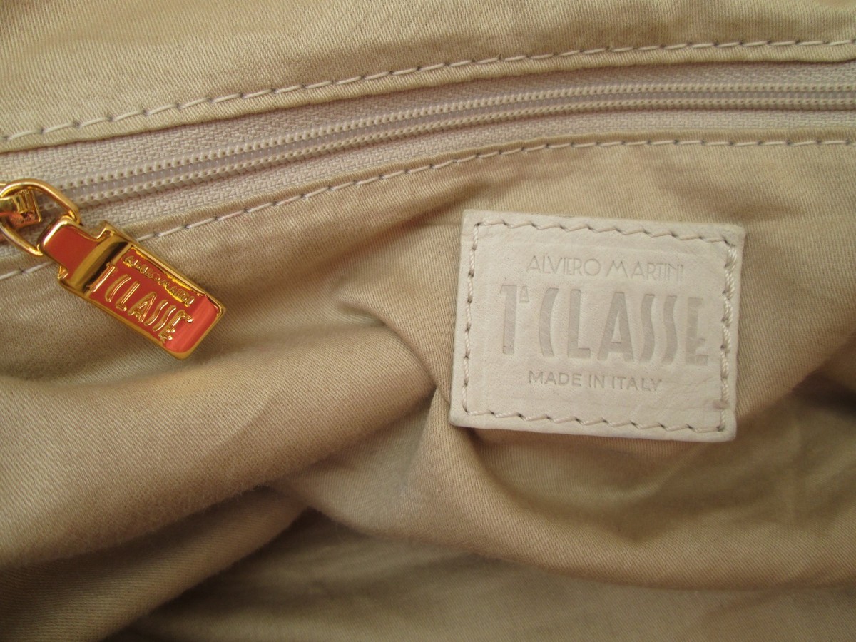 Sac à Main Vintage ALVIERO MARTINI En Cuir Beige - Grand Modèle, Occasion
