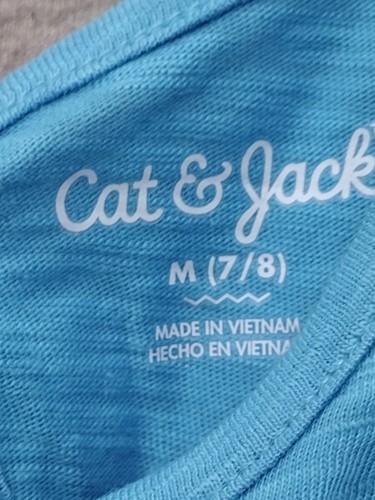 Cat & Jack Girls Short Sleeve Hem Tiered Dress Turquoise M 7/8 - Picture 5 of 11