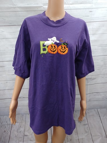 Decorated Originals Halloween Boo Ghost Cat T Shirt 2XL Purple