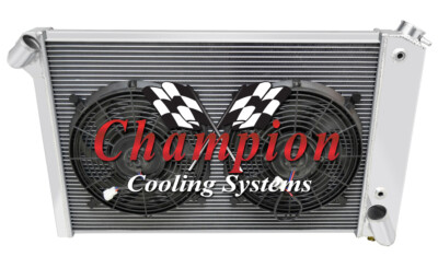 SR Champion 2 Row Radiator,12'' Fans for 1969-1972 Chevrolet Corvette Small Block