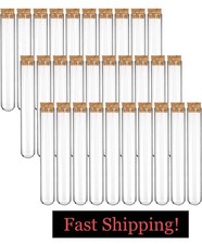 30pcs 13ml Clear Glass Test Tubes with Cork Stoppers 15 100mm Small 3.9  Tall