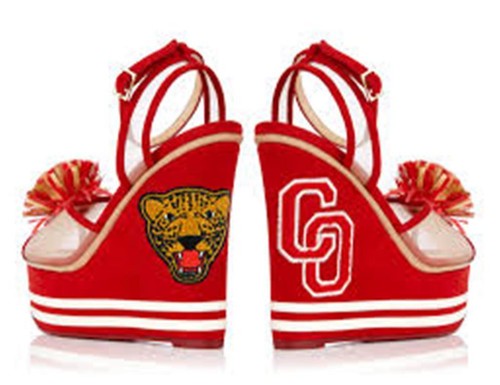 $1295 CHARLOTTE OLYMPIA seen on KIRA KOSARAN Cherry Red TEAM SPIRIT Wedge SANDAL - Picture 7 of 12