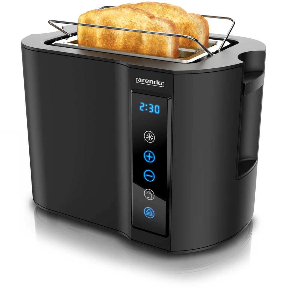 Arendo EL Toaster 2 Scheiben Touchpanel 800W LED Display Edelstahl Schwarz NEU
