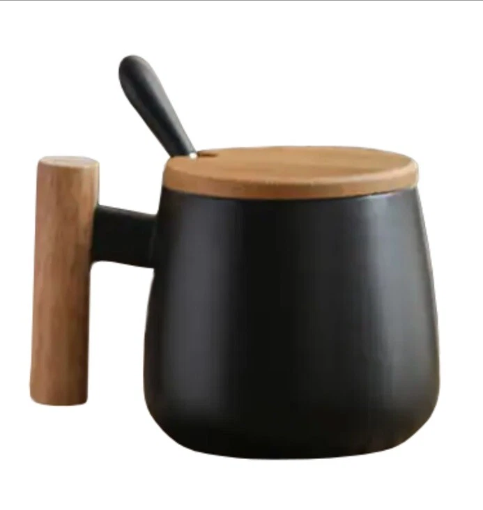 Taza de té/café con mango de madera de cerámica con cuchara —con BONITA CAJA DE REGALO (NUEVA) Foto 3 de 4