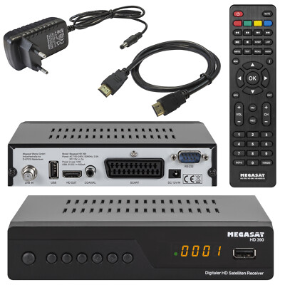 HD SAT Megasat HD 390 Digital mit USB HDMI SCART Full HD TV Astra voreingestellt