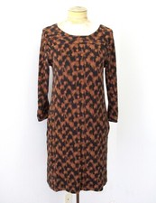 Marc Jacobs black brown smeared dots soft cotton knit sheath dress pockets S