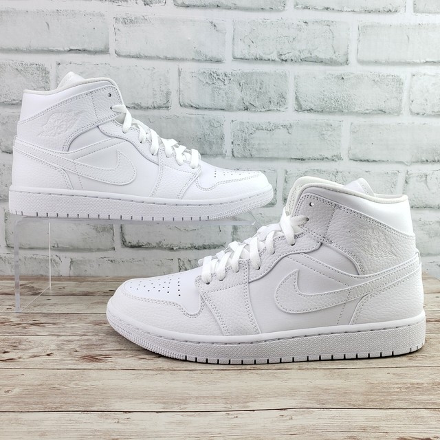 Authenticnike Air Jordan 1 Mid Triple White Aj1 554724-130 Men Sz 9 for sale online | eBay