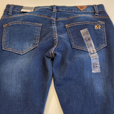 5 1/2 TUCKBARREL DENIM　27 Red Bottoms Jeans Juniors 5/27 Skinny Stretch Denim Hi Rise Dark