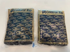 2 pairs  Silkies Control Top Pantyhose Medium 070206 Off Black