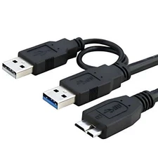 Dual USB 3.0 Type A to Micro-B USB Y Cable for External Hard Drives Buffalo
