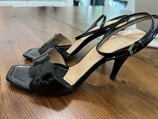moschino cheap and chic Black Patient Leather Wrap Sandals Italy 37