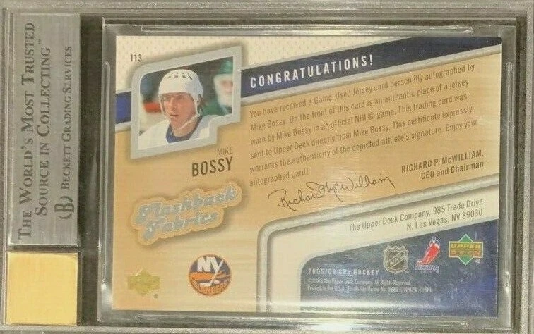 NEAR MINT 2005/06 SPX Flashback Fabrics Auto MIKE BOSSY #113 - Image 3 of 3