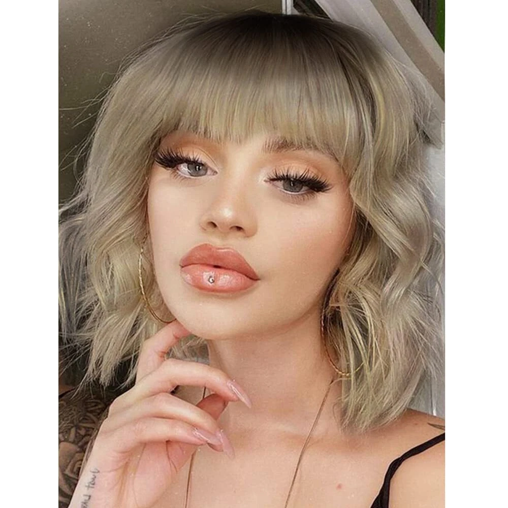 Medium wavy bob wigs cheap