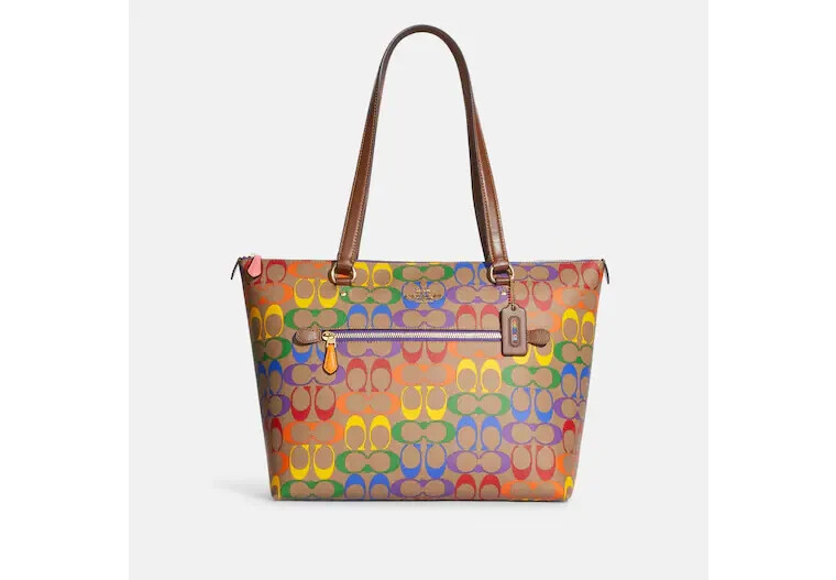 NWT Coach CA555 Gallery Tote in Rainbow Signature Canvas | eBay