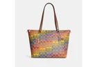 NWT Coach CA555 Gallery Tote in Rainbow Signature Canvas