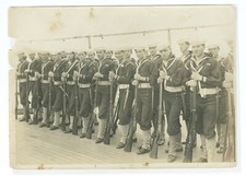D1228~ US Navy c.1908 Great White Fleet – Marines? Ready To Leave Ship