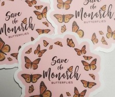 SAVE THE MONARCH BUTTERFLY STICKERS WORLDWIDE SHIPPING 3 PACK