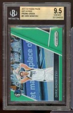 Dirk Nowitzki Card 2017-18 Panini Prizm Get Hyped Prizms Green #21 BGS 9.5