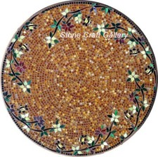 24'' Marmor Kaffeetisch Platte Mosaik Einlage Kunst Pietradura Handarbeit