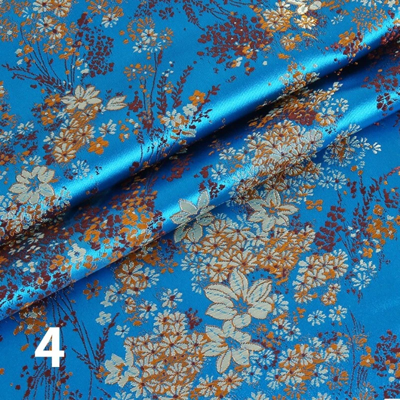 75*100cm Faux Silk Satin Fabric Craft Brocade Damask Embroidery Floral for Dress - Image 4 of 4