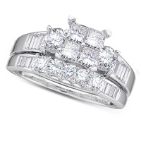 10k White Gold 0.90ct Elegant Invisible Diamond Princess Fashion Bridal Set Ring on sale 10k White Gold 0.90ct Elegant Invisible Diamond Princess Fashion Bridal Set Ring on sale