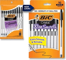 10-Count BIC Cristal Xtra Smooth Ballpoint Pen, Medium Point (1.0mm), Black
