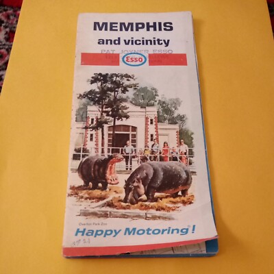 1968 Road Map Memphis and Vicinity Esso Gas, Humble Oil & Refinery Company