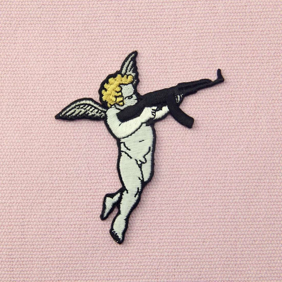 Cupid Gun patch Embroidered Iron On Sew On Patches Appliques Biker transfers 459 - Image 4 of 4