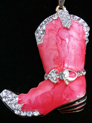 Betsey Johnson Red Cowboy Boot Crystal Rhinestone Enamel