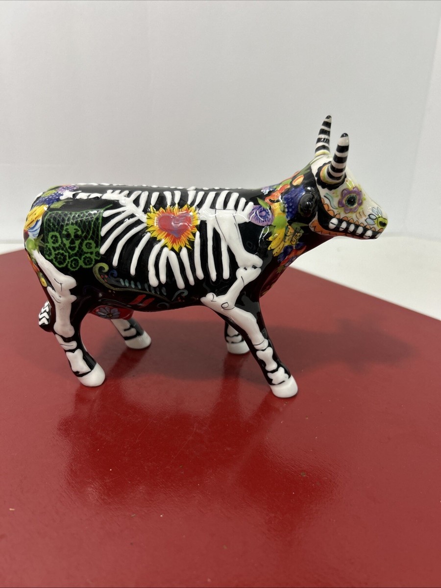 Vintage Cow Parade Miss Fiesta Bones Bovina Skeleton Day of the