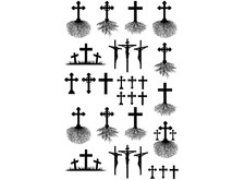 Cross Roots 26 pcs 0.25 to 1 Inch Black Fused Glass Decals