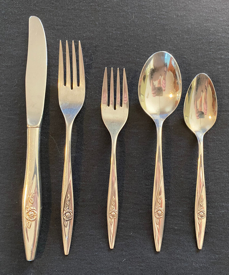 Oneida Oneidacraft Deluxe Stainless Flatware LASTING ROSE | eBay
