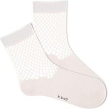K. Bell Women's Net Crew Socks 1 Pair, Sand, Women's 4-10 Shoe