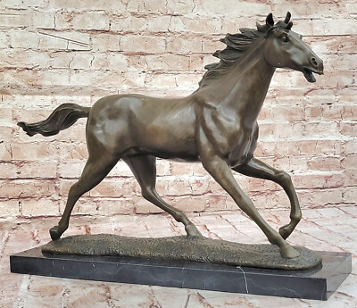 100% Bronze Special Patina Horse Hand Made by Lost Wax Method Sculpture Gift Art