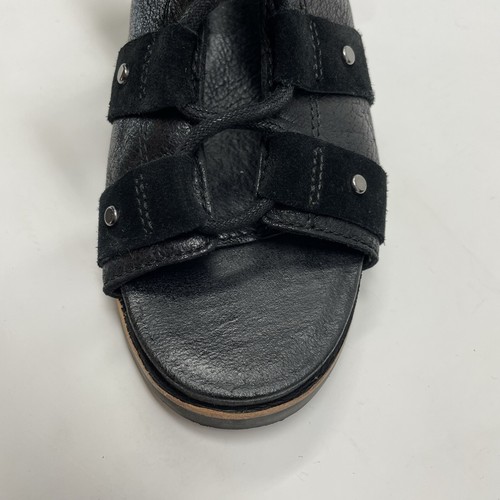 SOREL Womens Addington Lace Up Block Heels Black Leather Sandals Gladiator Boho - Picture 10 of 17