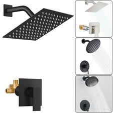 Wall Mount Rainfall Shower System Set with Rough-in Valve Shower Faucet Trim Kit