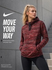 Nike Pro Dri-Fit Women's M Red Hoodie Polyester Thumbholes Activewear Sports