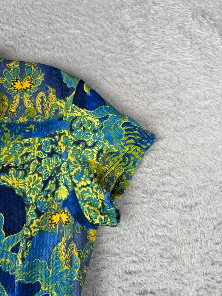 Camiseta deportiva de ciclismo SheBeest para mujer pequeña verde azul floral 1/4 cremallera 100 % poliéster Foto 2 de 4