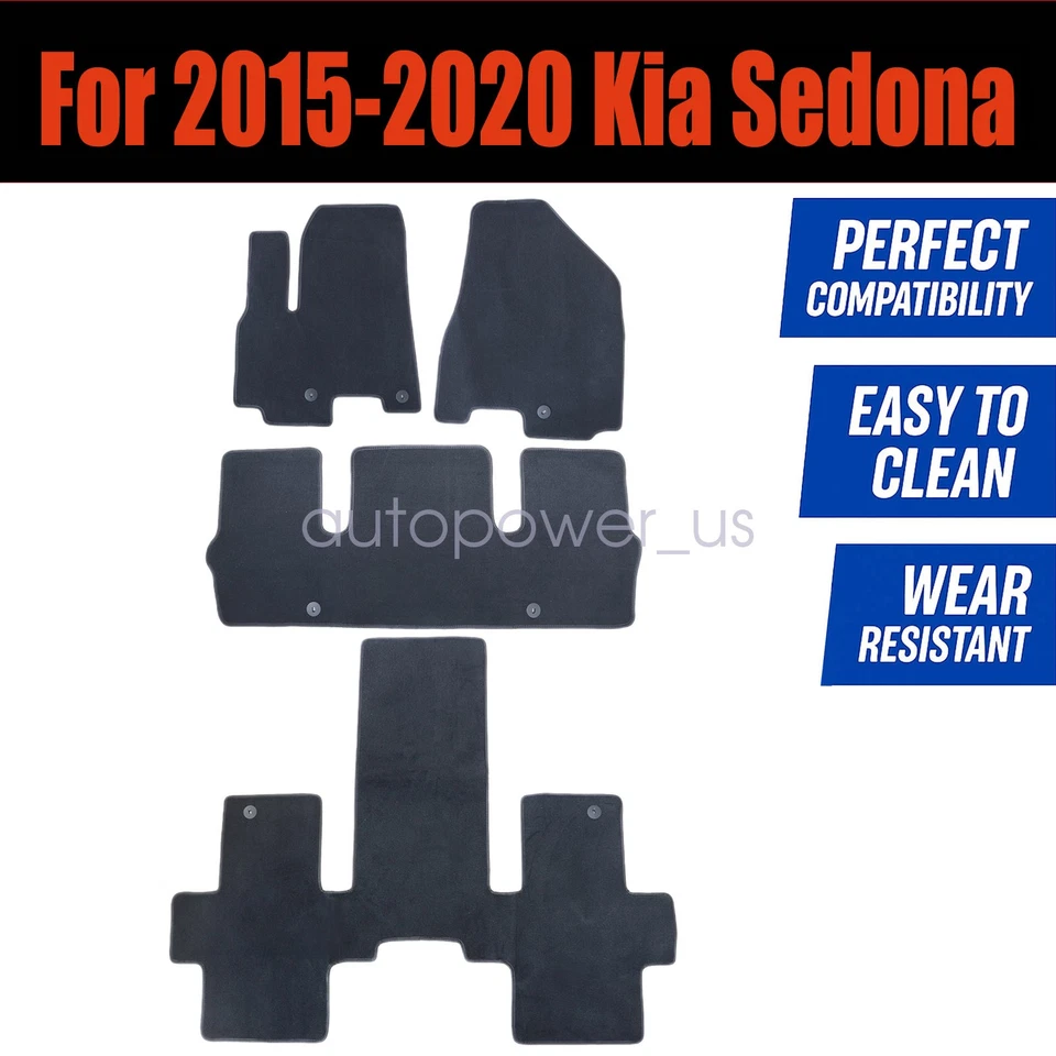 Alfombrillas alfombra para Kia Sedona 2015 2016 2017 2018 2019 2020 + tercera fila de terciopelo Foto 3 de 4