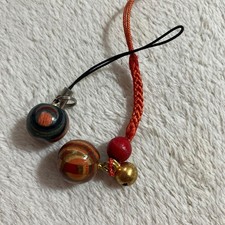 Japanese Wooden Netsuke Parquet Strap Traditional Craft Set of 2
