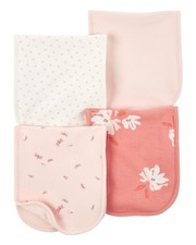 Carter's Baby Girls 4 Pack Cotton Burp Cloths Pink/Heather